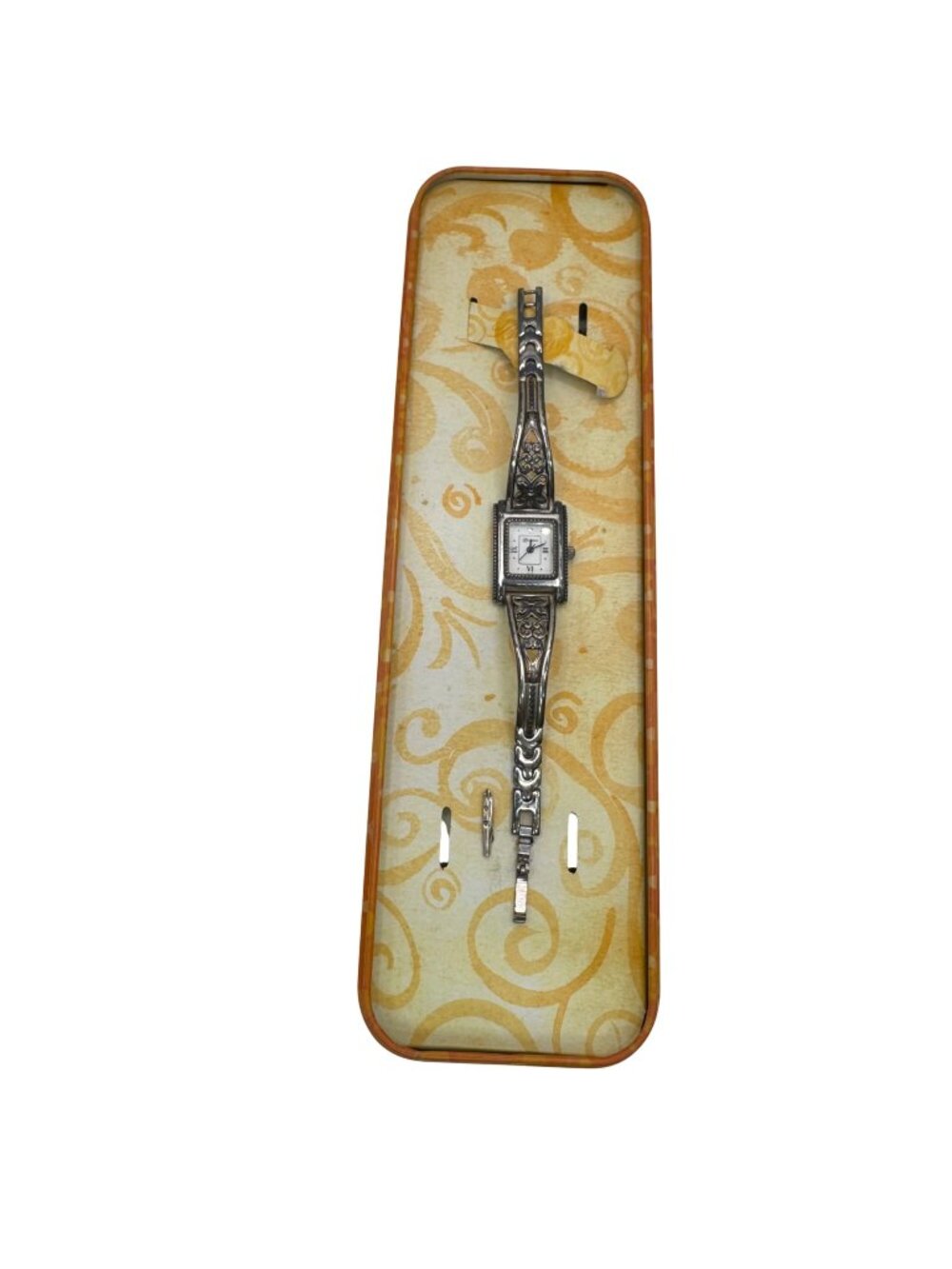 Brighton Womens Hamilton Silver-Tone Watch Butterfly Floral Original Box READ